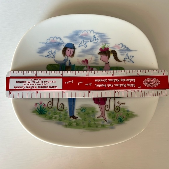 Rosenthal Raymond Peynet Plate Dish Porcelain Lovers Bench Doves Germany Vintage - Picture 8 of 12